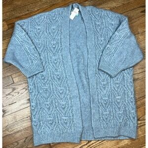 NWT Anthropologie Chunky Knit Open Cardigan Sweater Blue Men's Sz 3XL